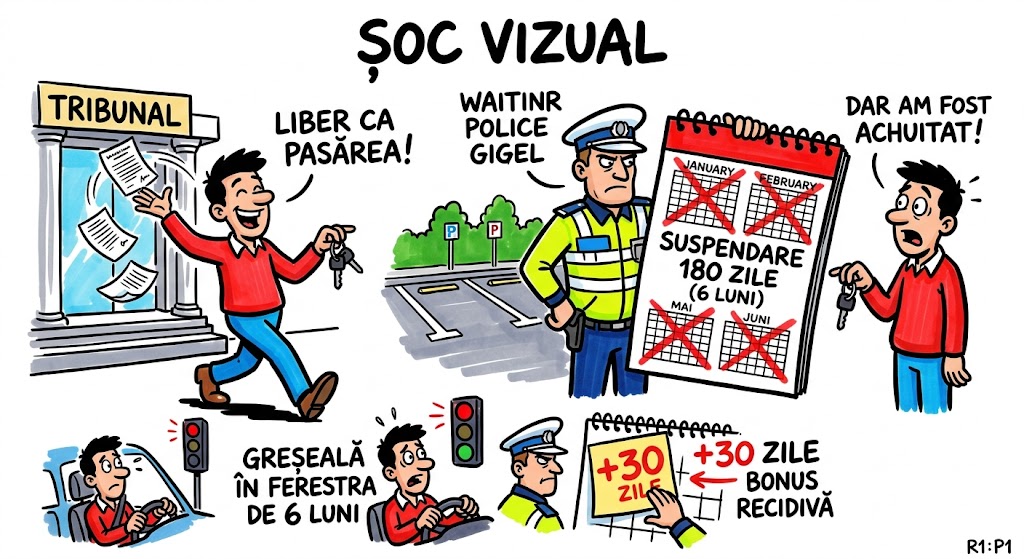 Ilustrație OCR — suspendare 180 zile după achitare